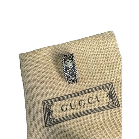 Gucci Sterling Silver GG Flower Ring w/Box & Dustbag Size 6.5 - Picture 7 of 11